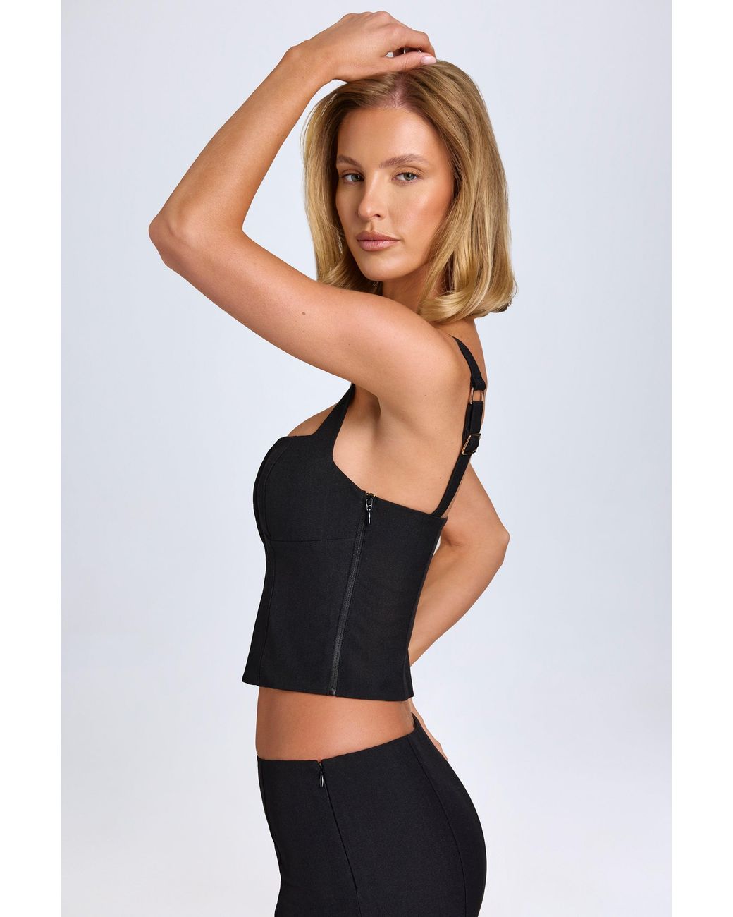 Oh Polly Black Hook-And-Eye Corset Top