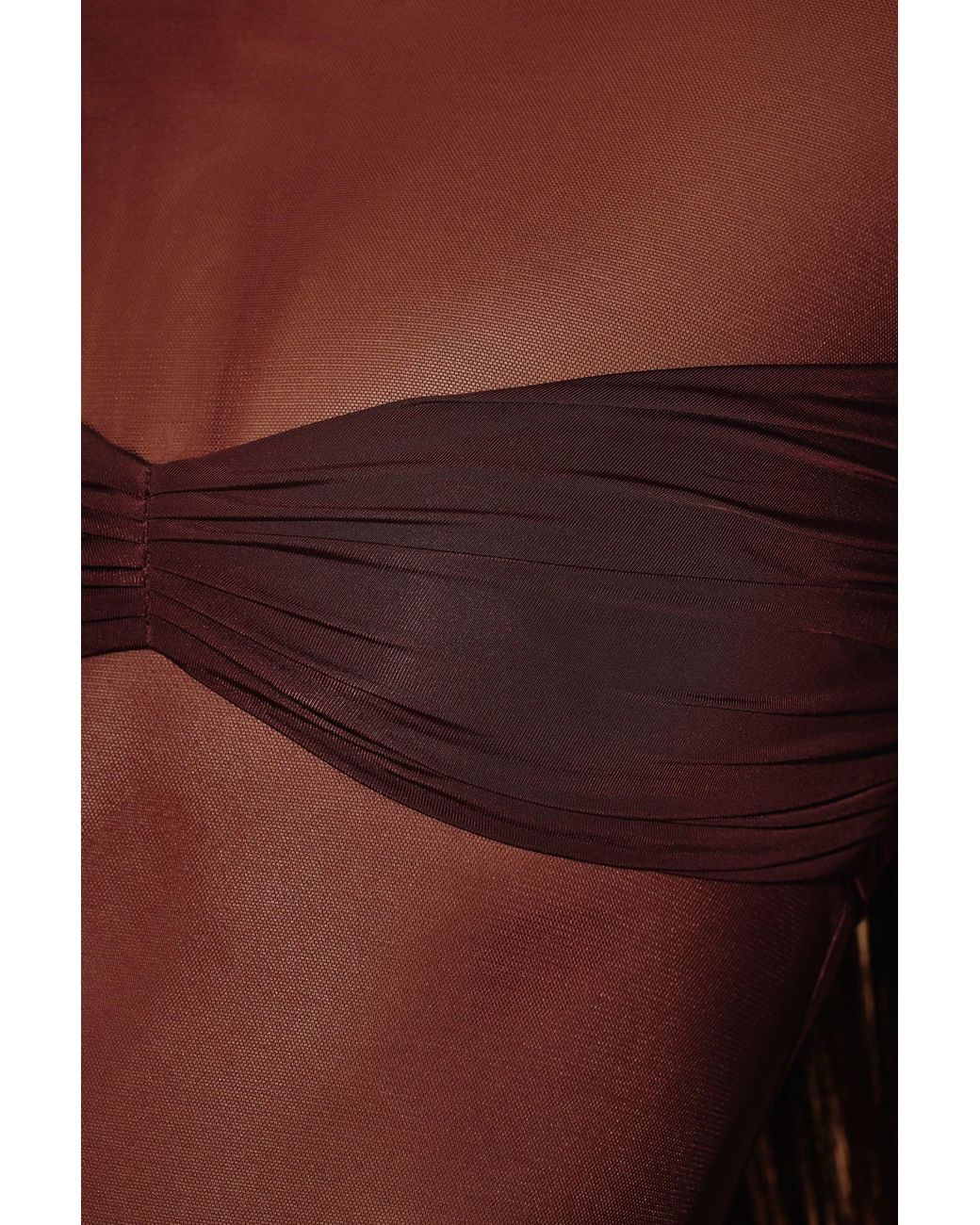 Oh Polly Brown Sheer Panelled Long Sleeve Mini Dress