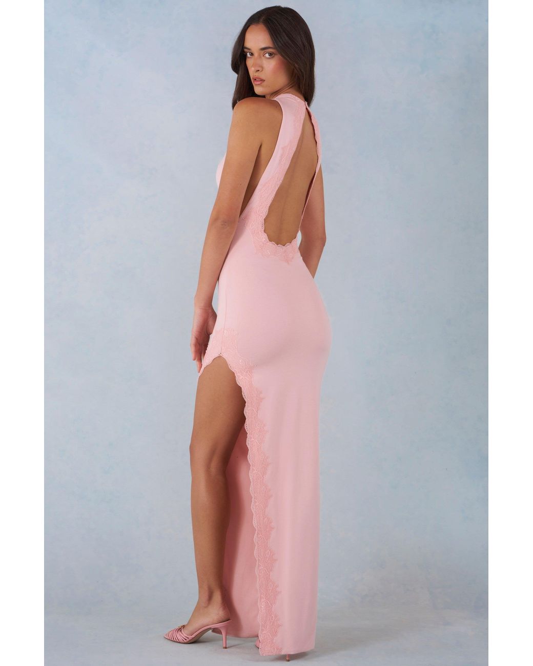 Oh Polly Pink Modal Halterneck Maxi Dress
