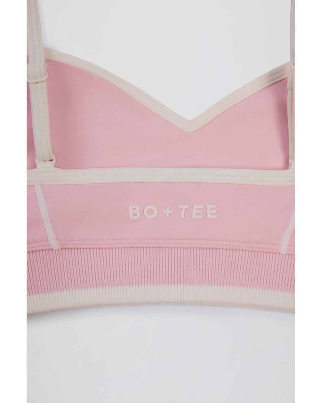 BO+TEE Pink Soft Active Sweetheart-Neck Contrast Sports Bra
