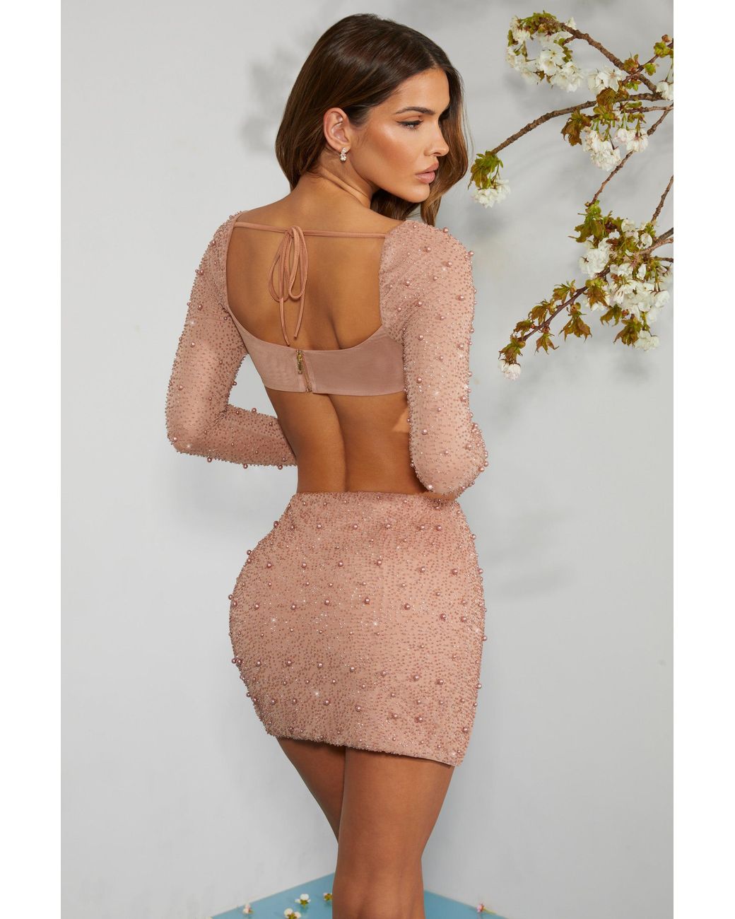 Oh Polly Natural High Waist Thigh Split Mini Skirt