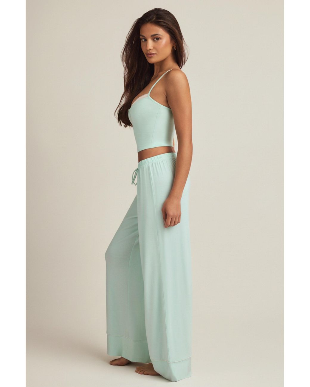 Oh Polly Green Modal Mid-Rise Pyjama Trousers