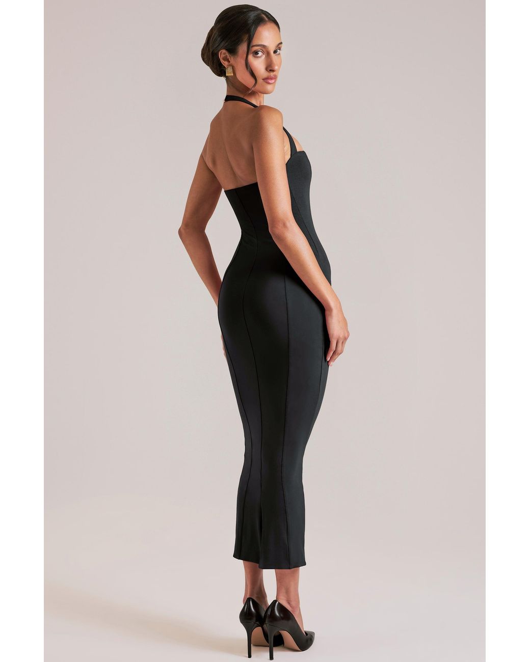 Oh Polly Black Halterneck Midaxi Dress