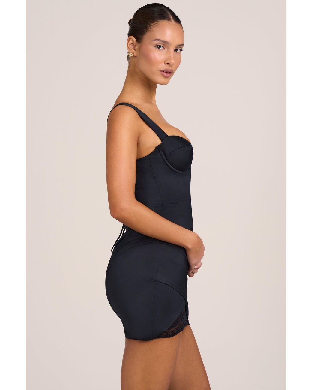 Oh Polly Black Satin Mini Dress