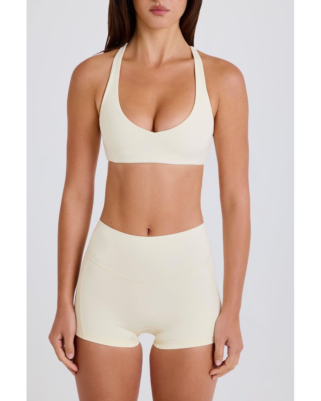BO+TEE White Crossback V-Neck Sports Bra