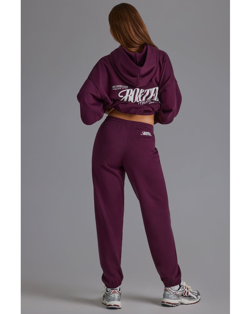 BO+TEE Purple Soft Cotton Jersey Relaxed Mid-Rise Joggers