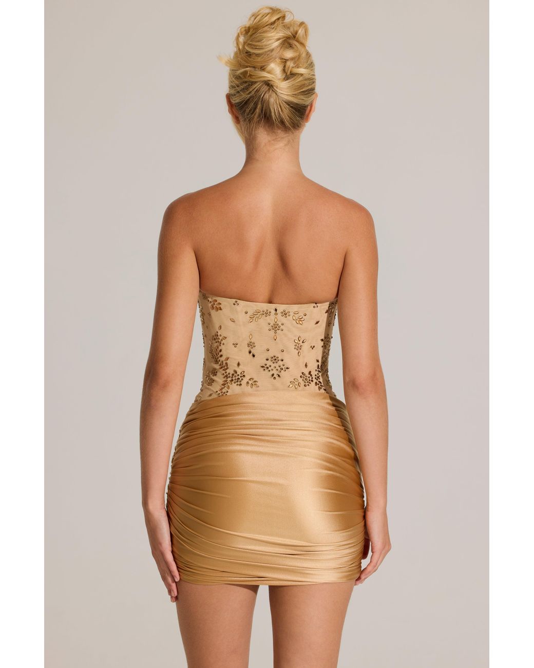 Oh Polly Metallic Embellished Corset Mini Dress