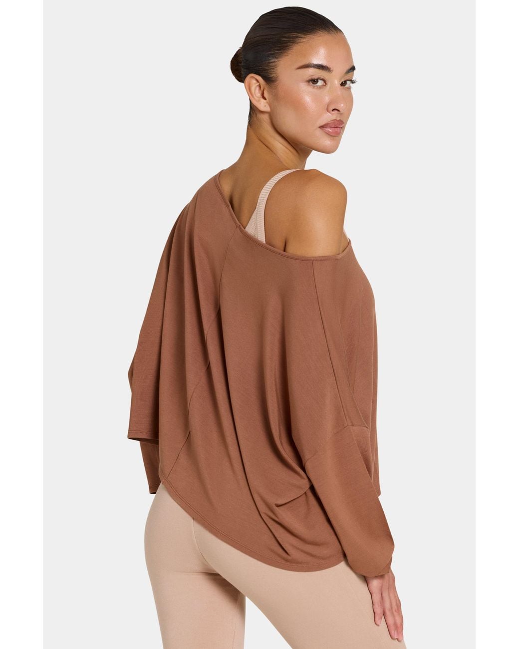 BO+TEE Brown Buttercloud Slouchy Off-Shoulder Top