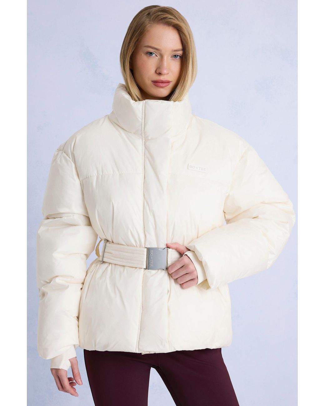 BO+TEE White Waterproof Belted Oversized Ski Jacket