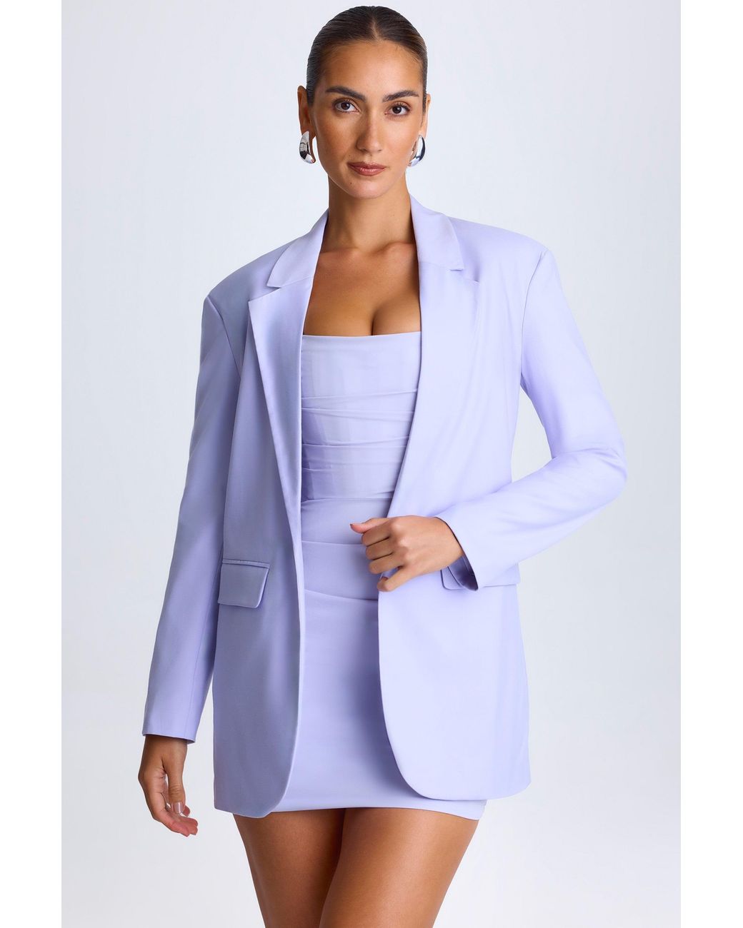Oh Polly Purple Oversized Single-Breasted Blazer