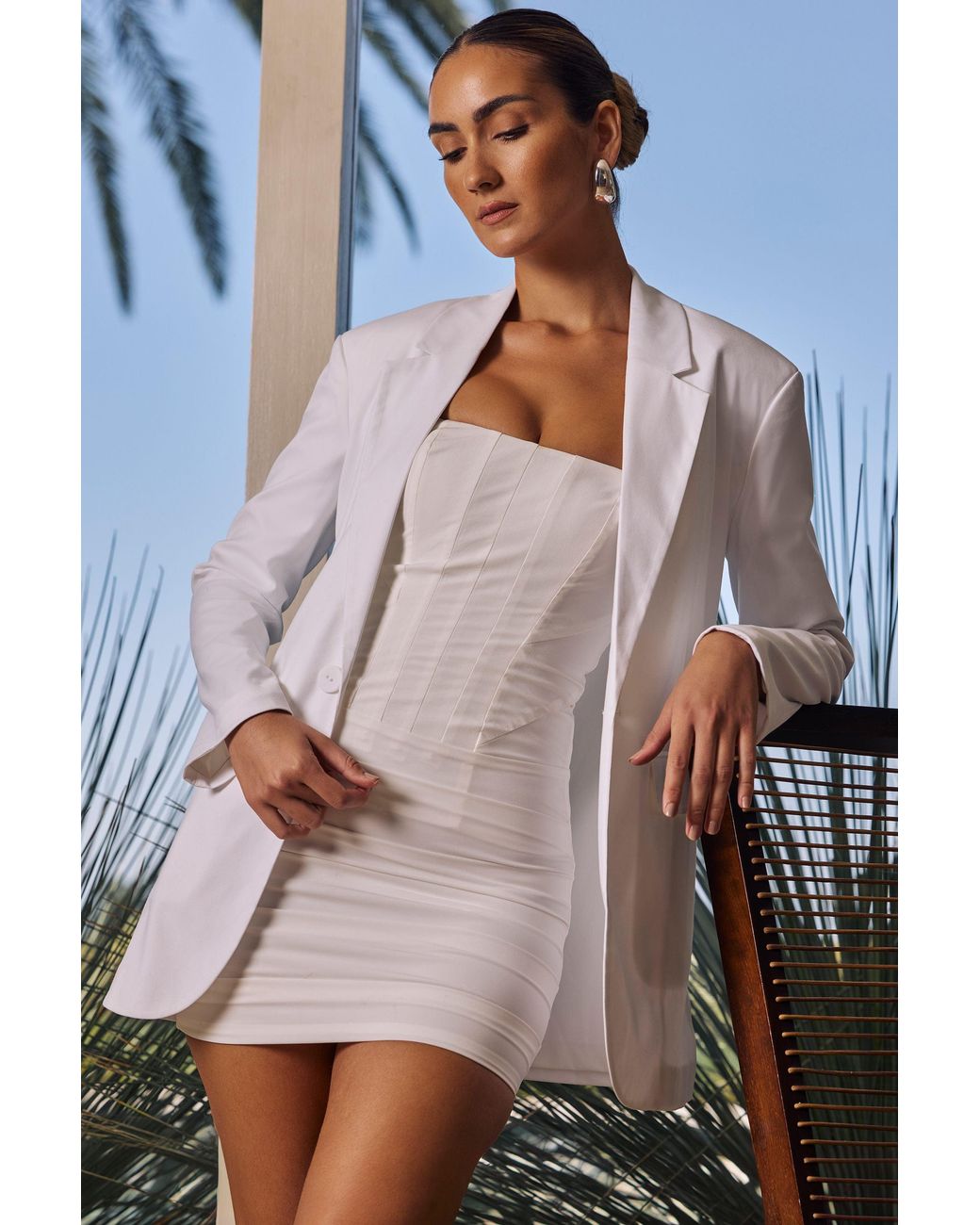 Oh Polly White Oversized Single-Breasted Blazer