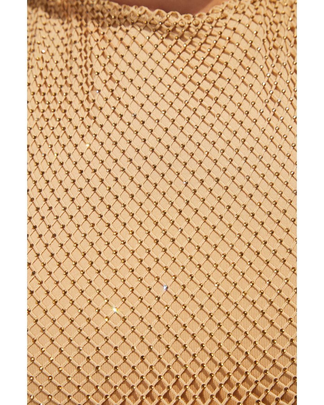 Oh Polly Natural Rhinestone Cut Out Mini Dress