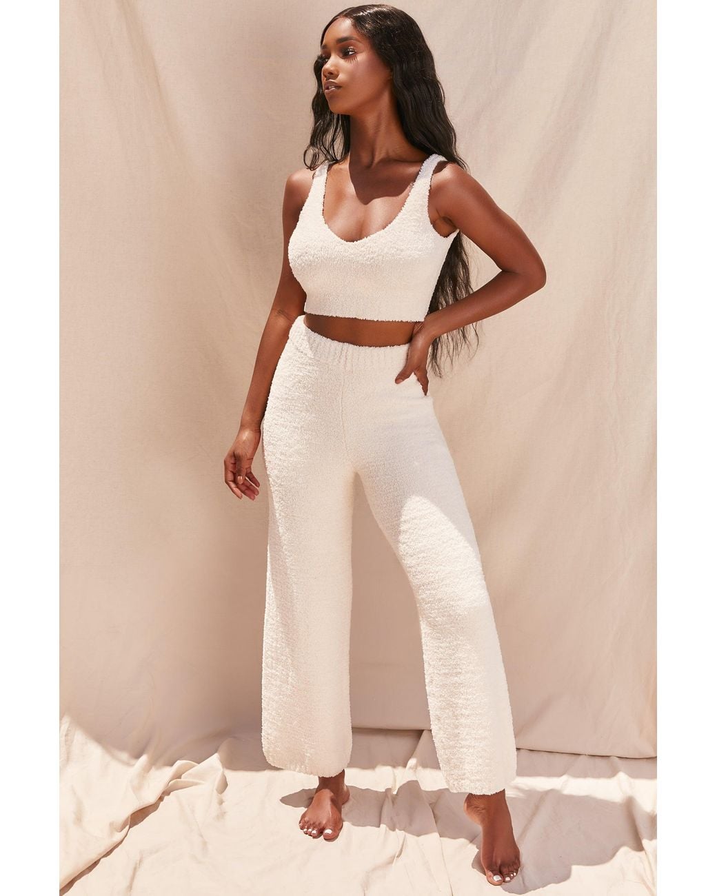 EBY White Cosy V Neck Tank Top