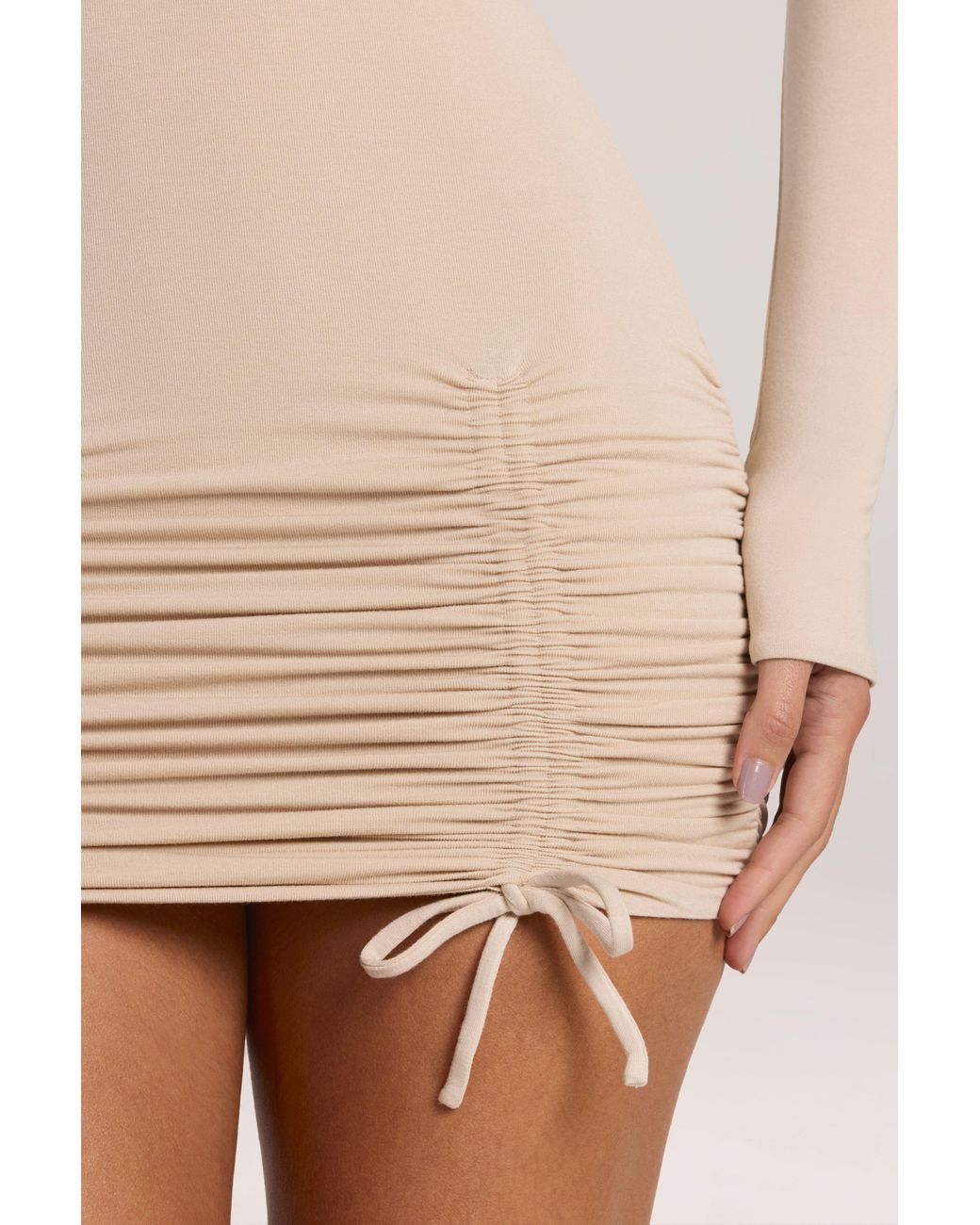 Oh Polly Natural Modal Long-Sleeve Mini Dress