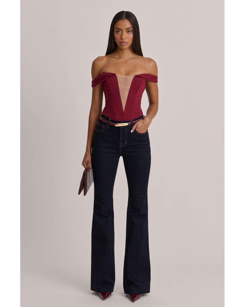 Oh Polly Blue High-Rise Flared Jeans