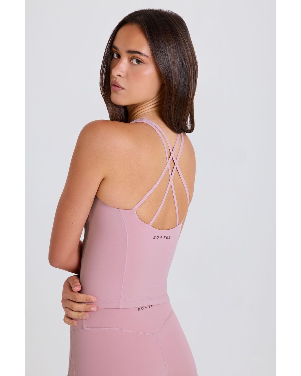 BO+TEE Pink Crossback Longline Tank Top