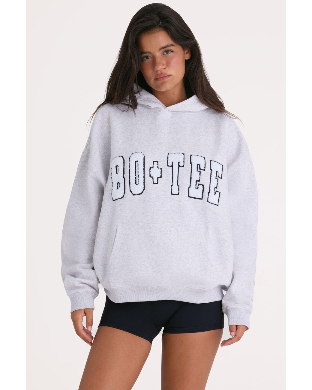 BO+TEE Gray Soft Cotton Jersey Oversized Hoodie