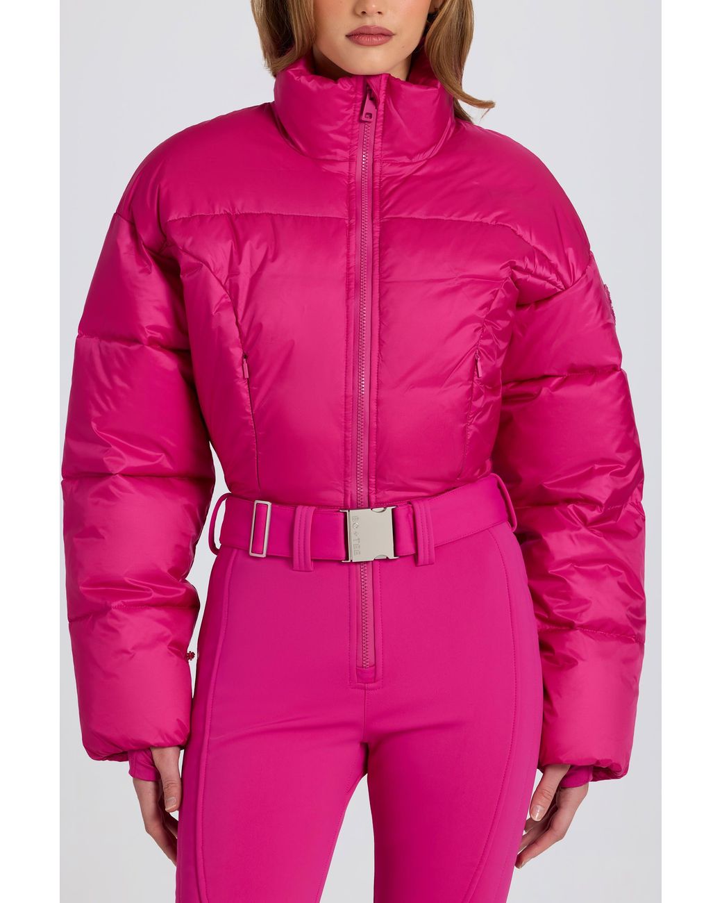 BO+TEE Pink Waterproof Padded Belted Ski Suit