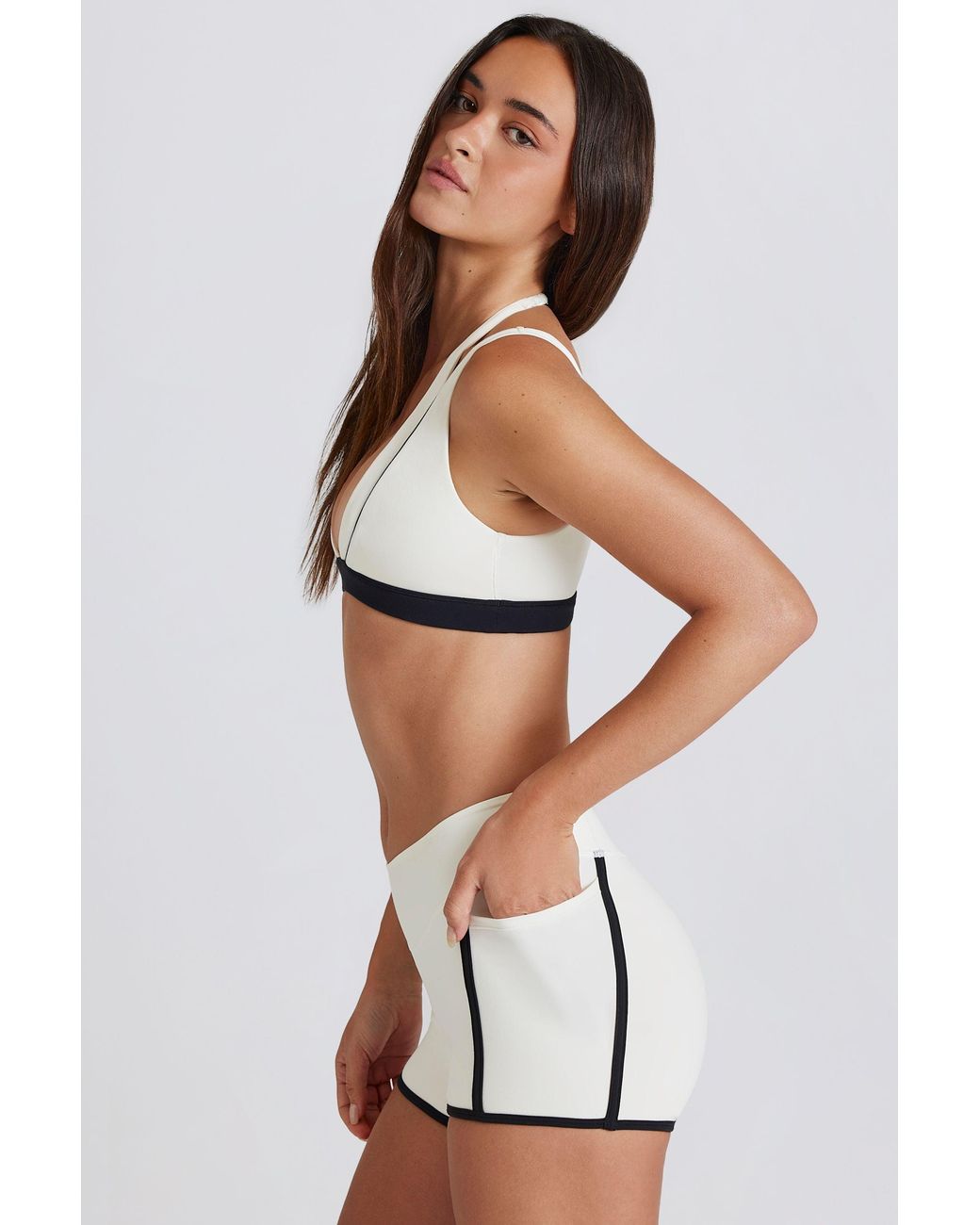 BO+TEE White Soft Active Contrast Mini Shorts