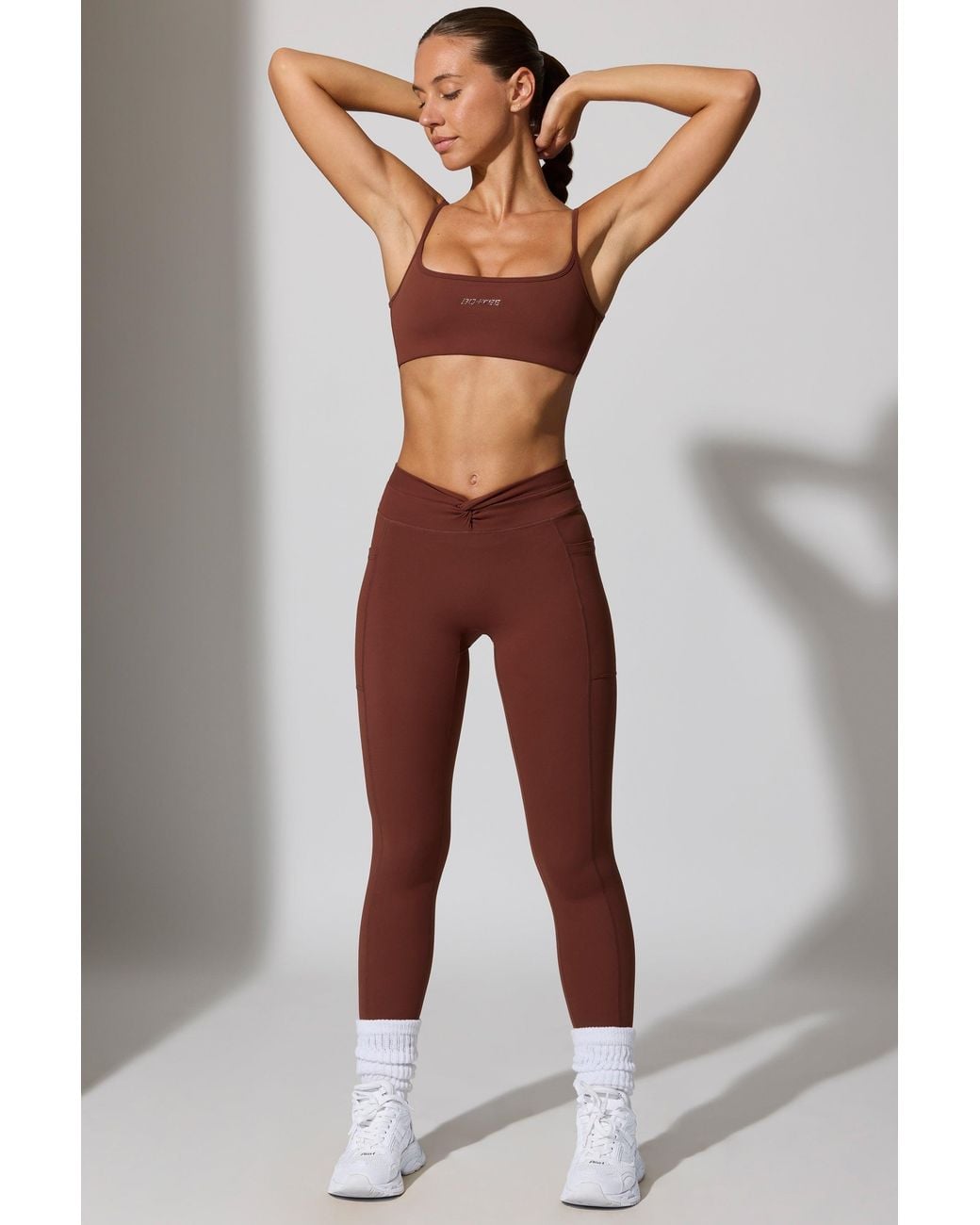 BO+TEE Brown Full Length Leggings With Pockets