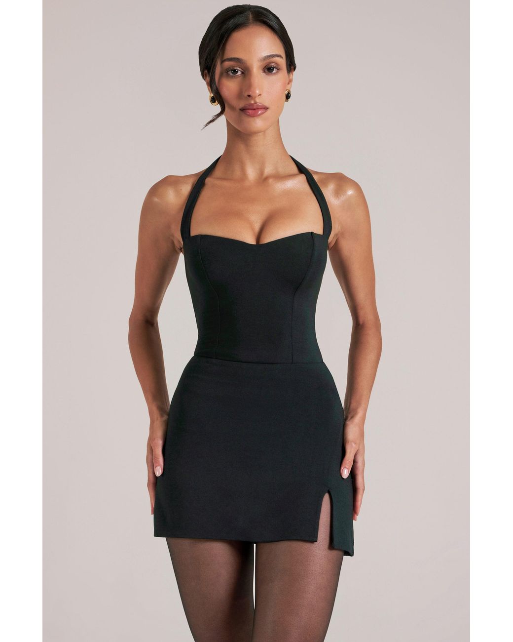 Oh Polly Black Longline Halterneck Top