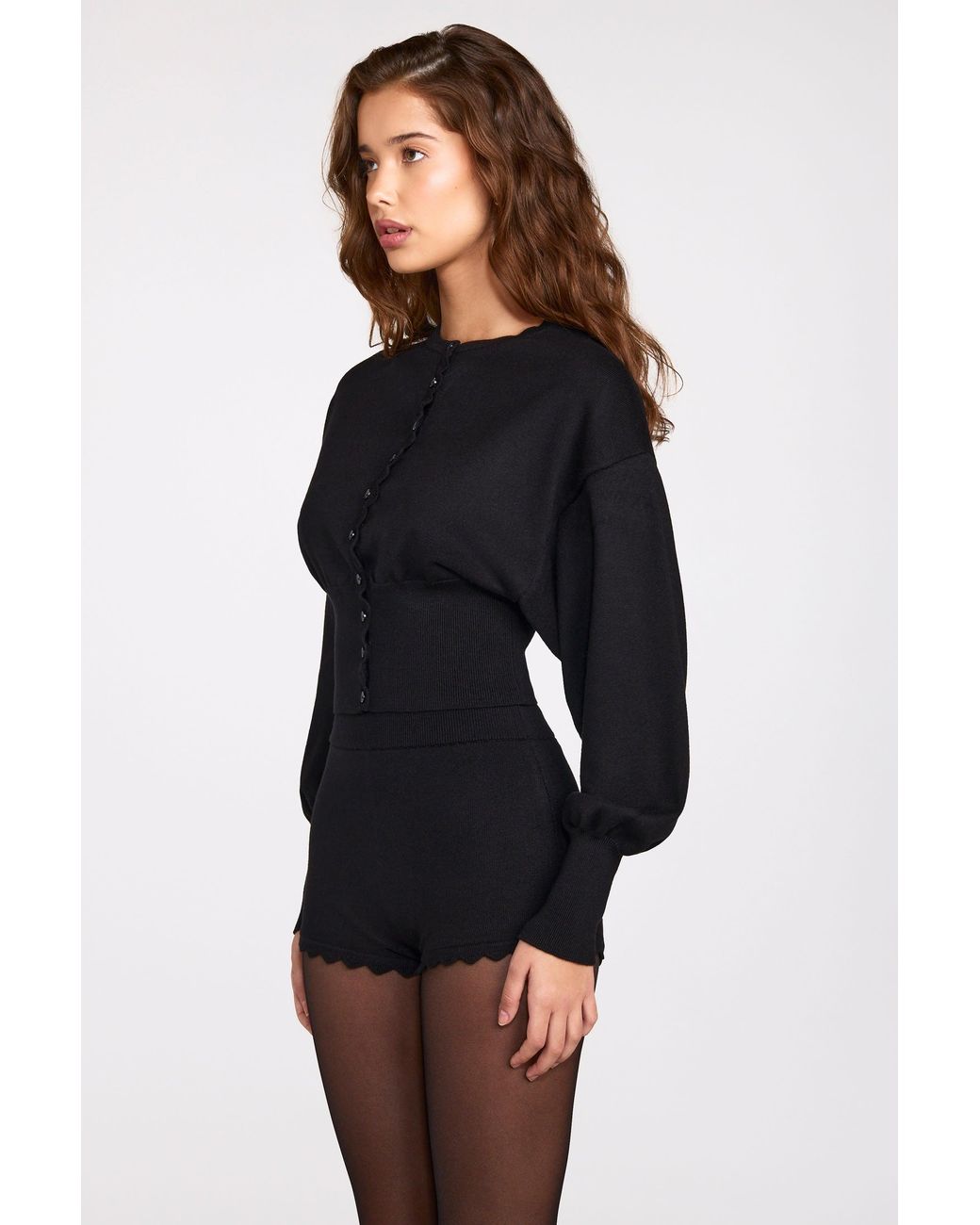 Oh Polly Black Knit Long-Sleeve Cardigan