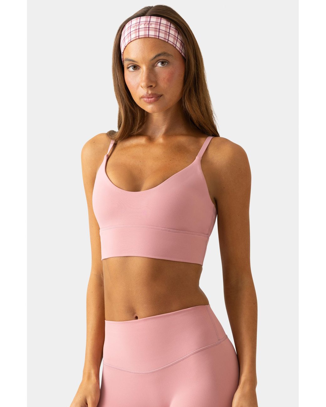 BO+TEE Pink Soft Active Scoop-Neck Sports Bra