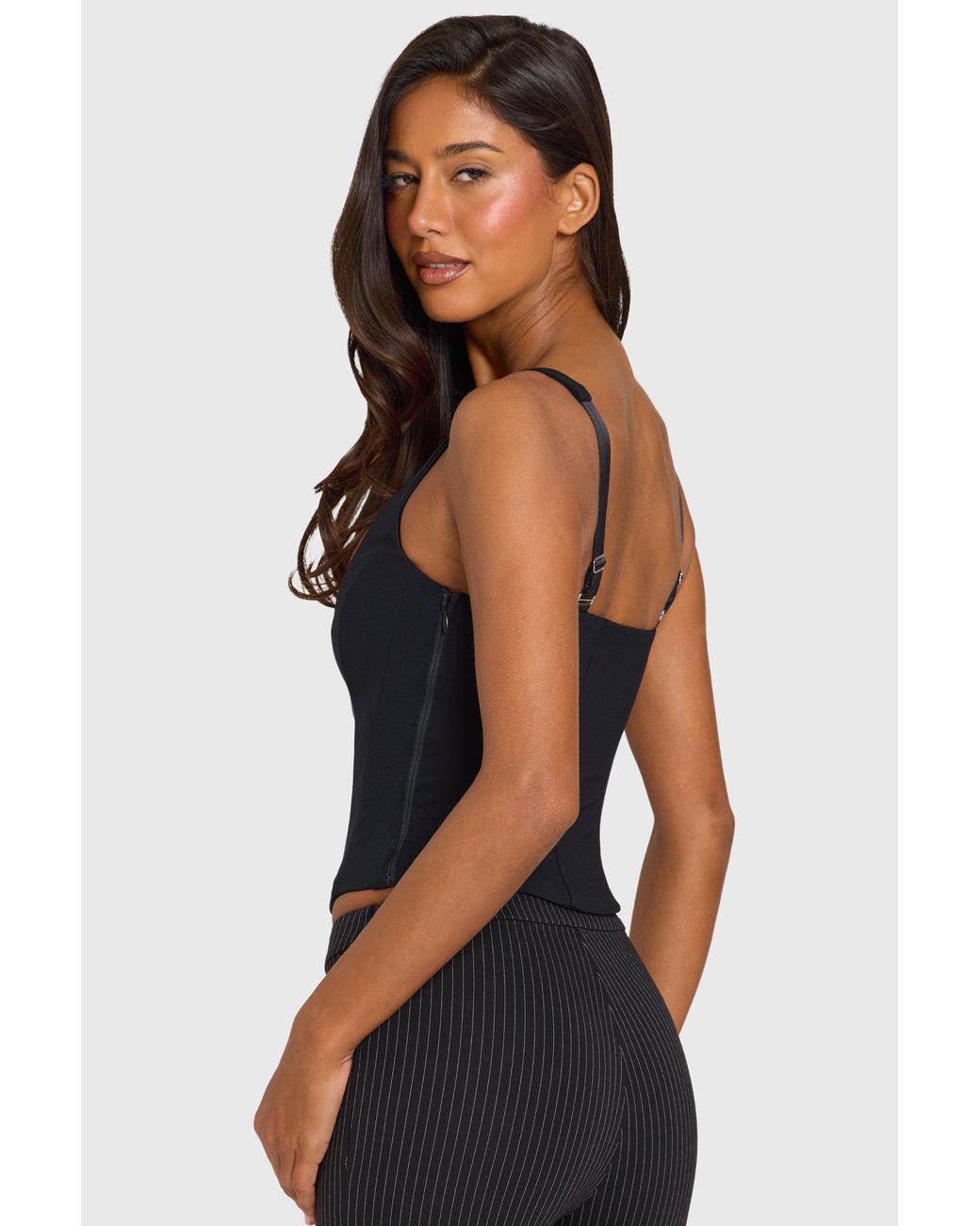 Oh Polly Black Ponte Corset Top