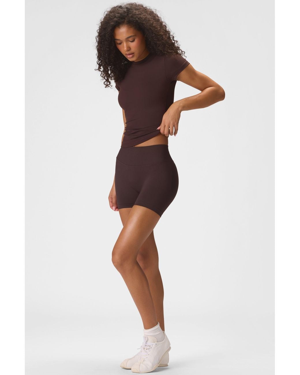 BO+TEE Brown Soft Active Short Sleeve Top