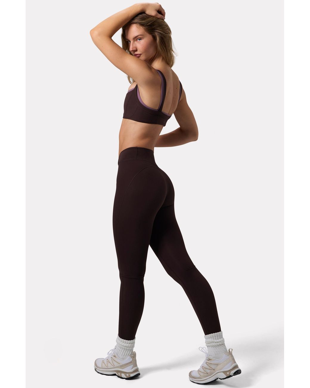 BO+TEE Brown Soft Active Ruched Leggings