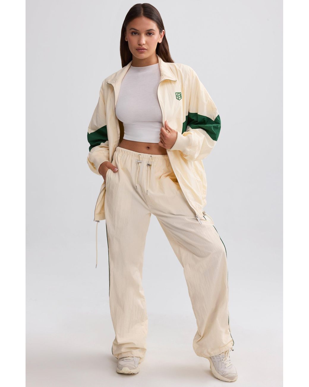 BO+TEE Natural Oversized Colourblock Track Jacket