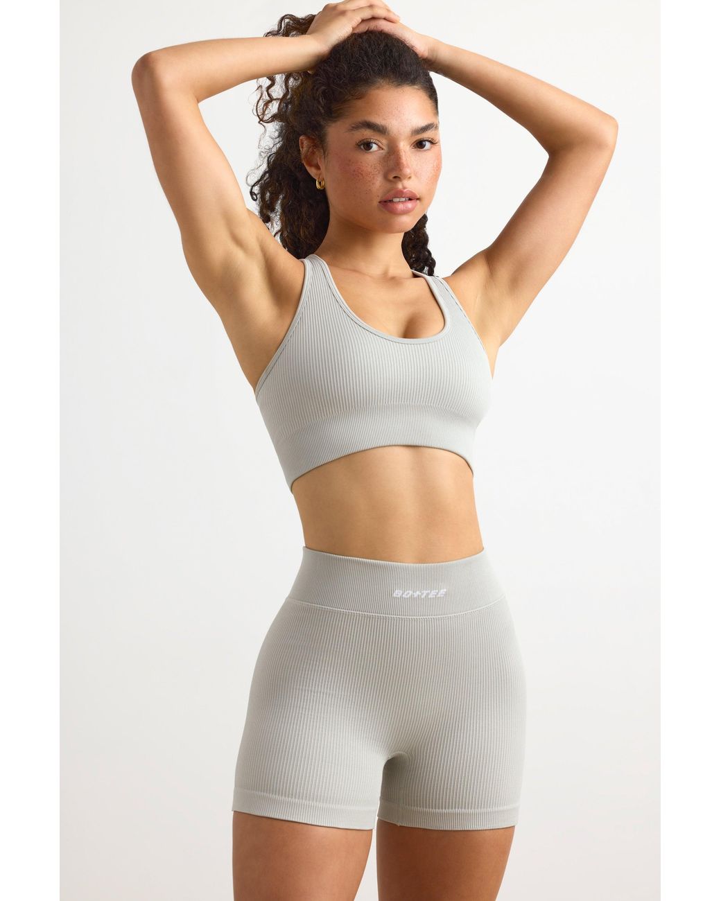 BO+TEE Gray Flexirib Mini Shorts