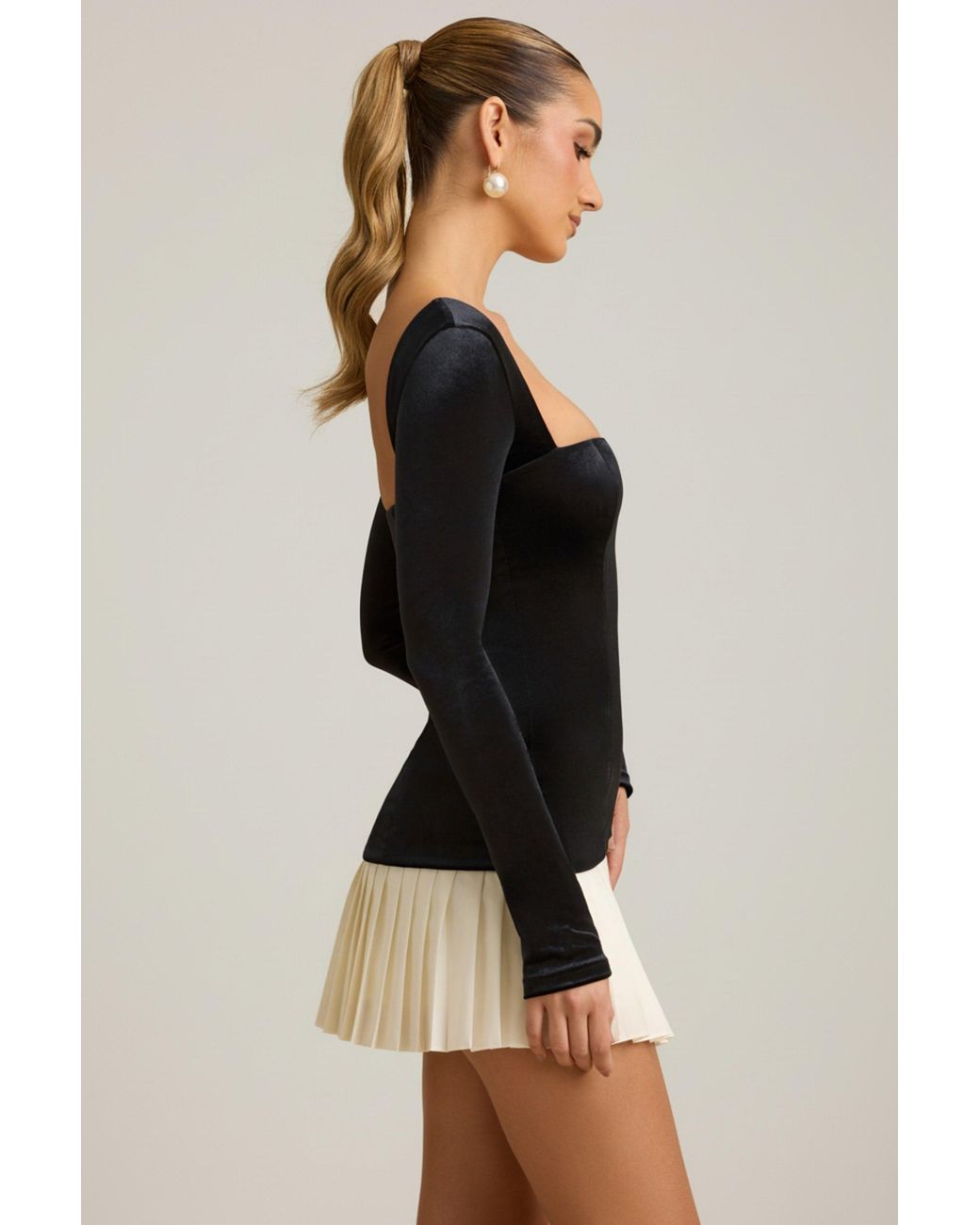 Oh Polly Black Layered Pleated Corset Mini Dress