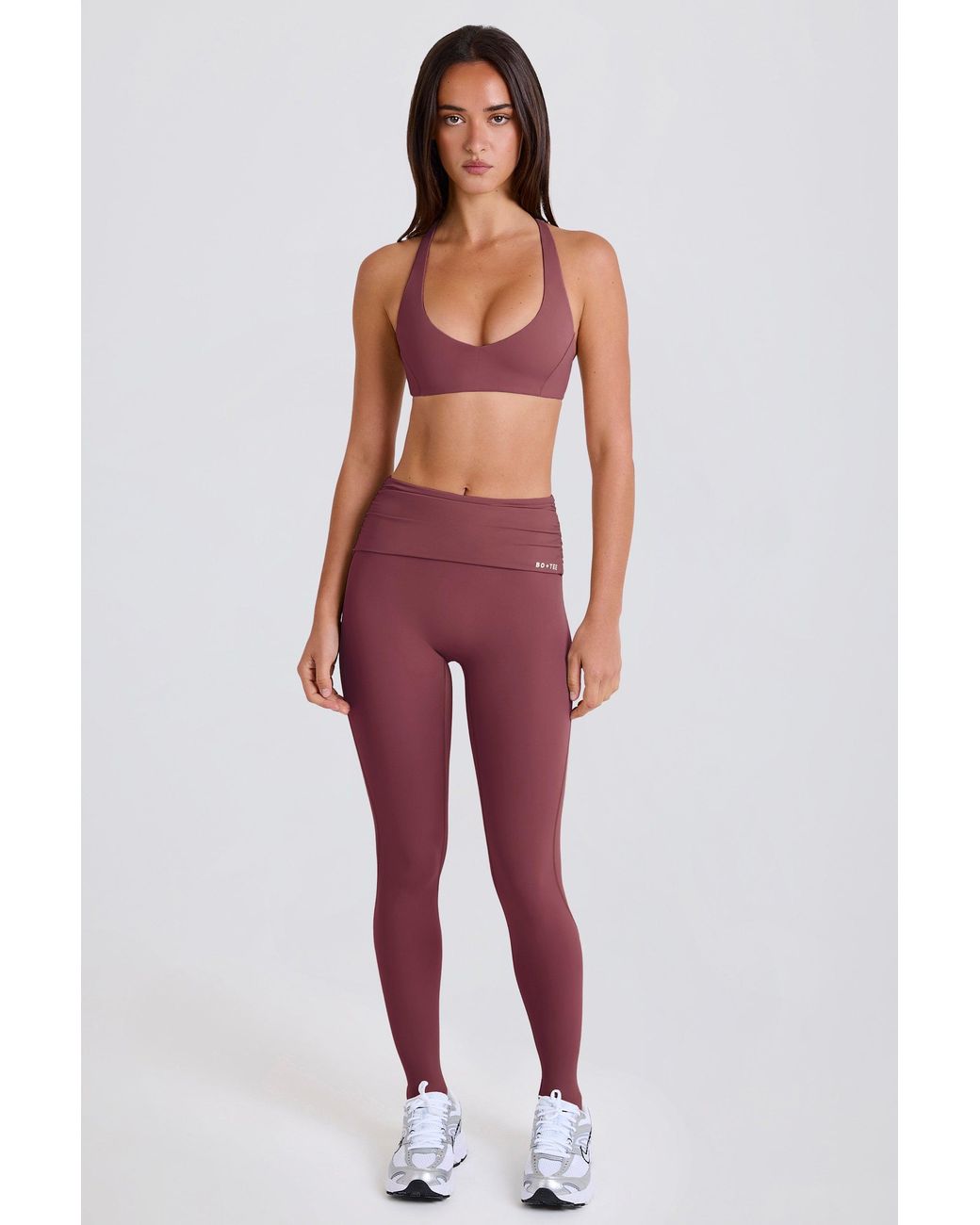 BO+TEE Purple Foldover Mid-Rise Stirrup Leggings