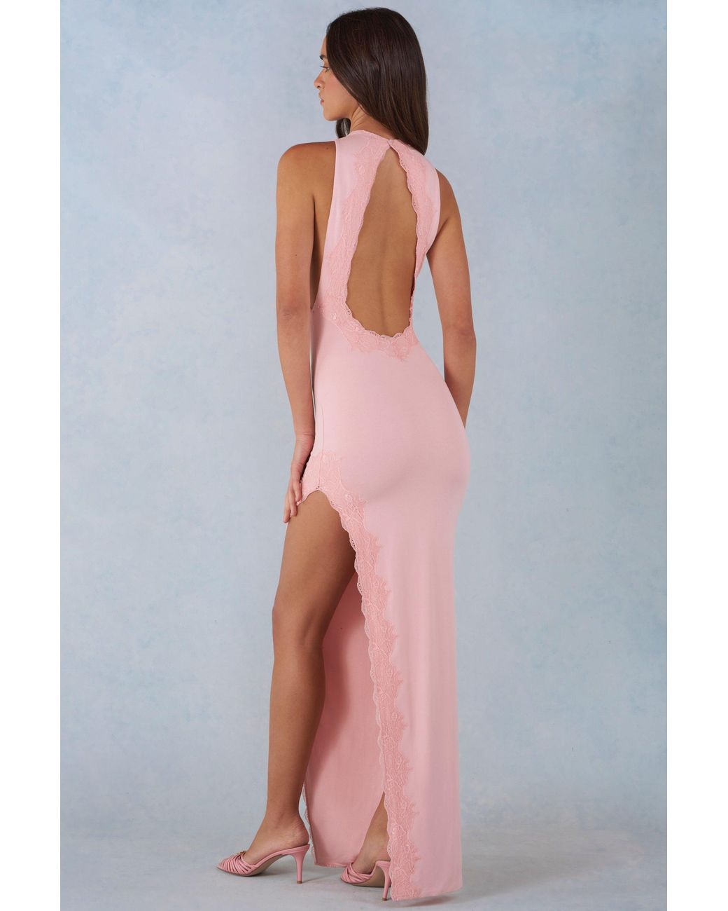 Oh Polly Pink Modal Halterneck Maxi Dress