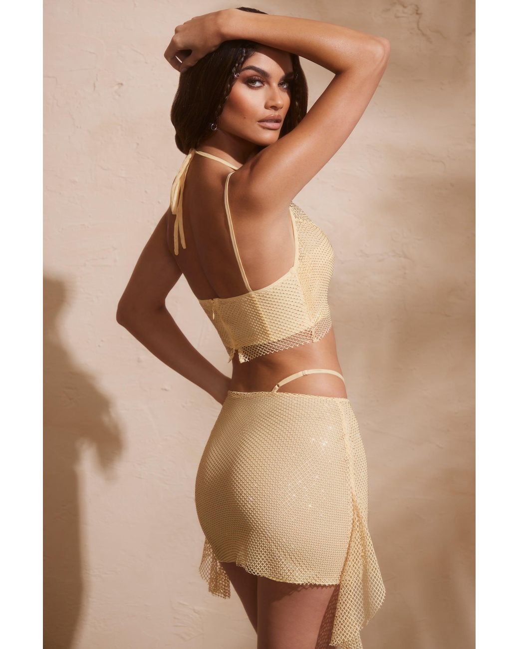 Oh Polly Metallic Embellished Cowl Neck Corset
