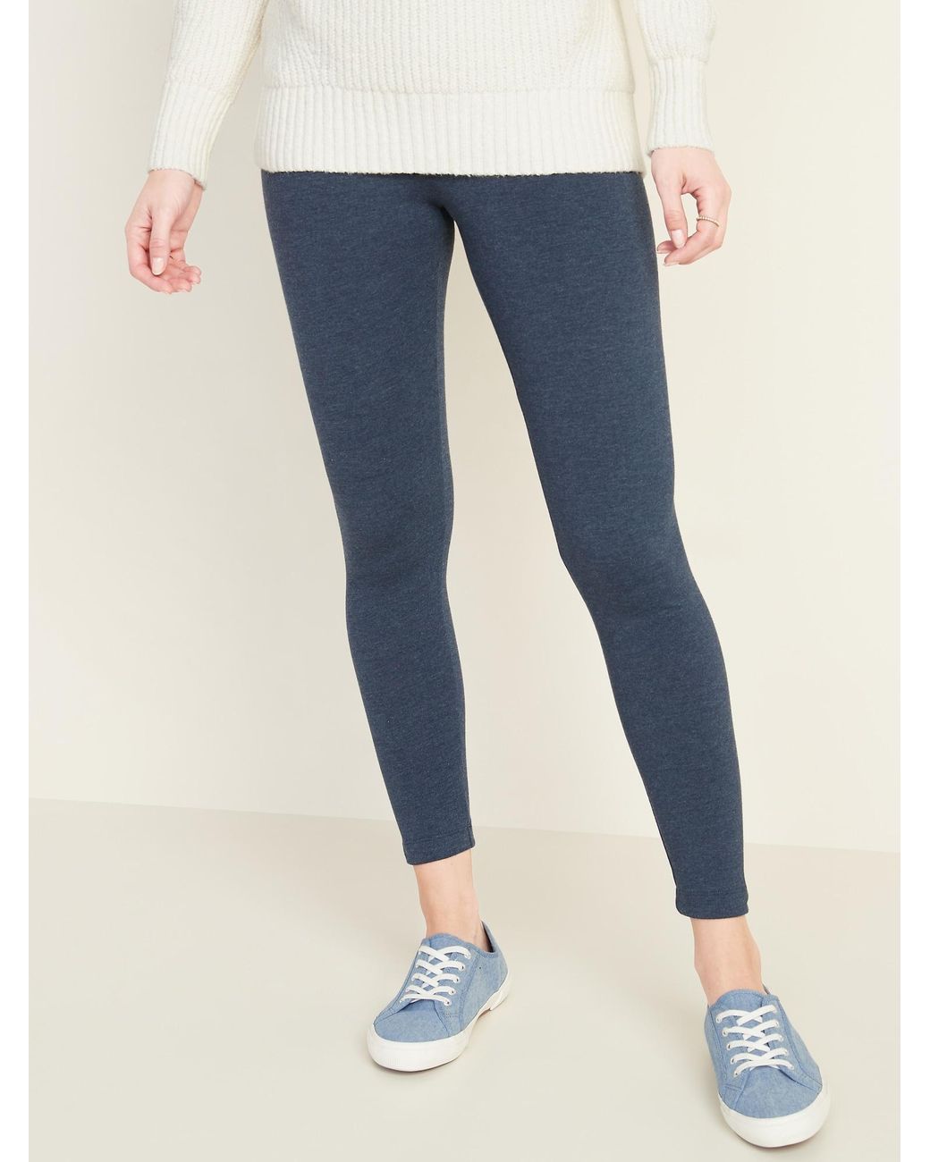 Cotton Jersey Leggings - Dark blue - Ladies