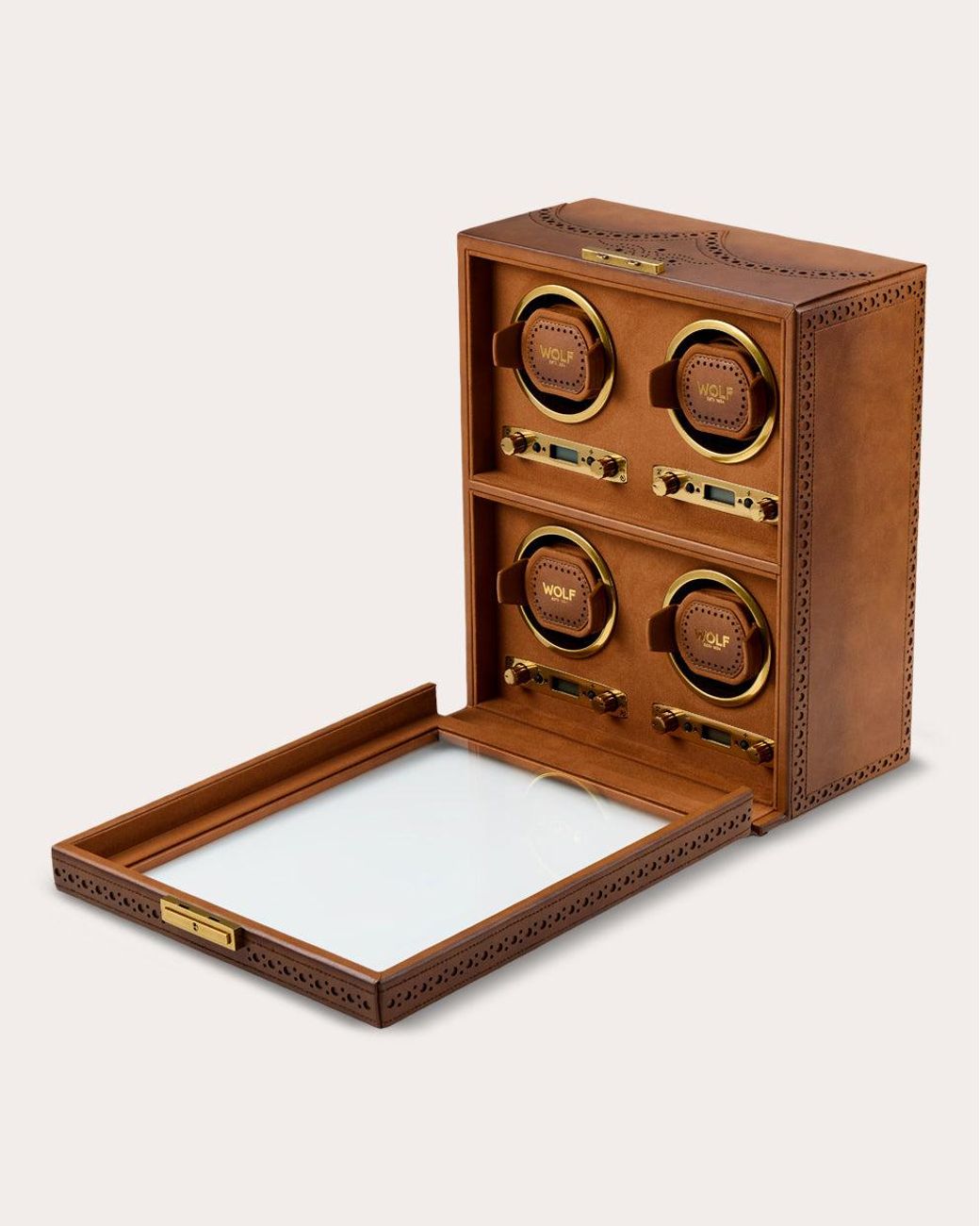 Wolf Brown Brogue 4-Piece Watch Winder