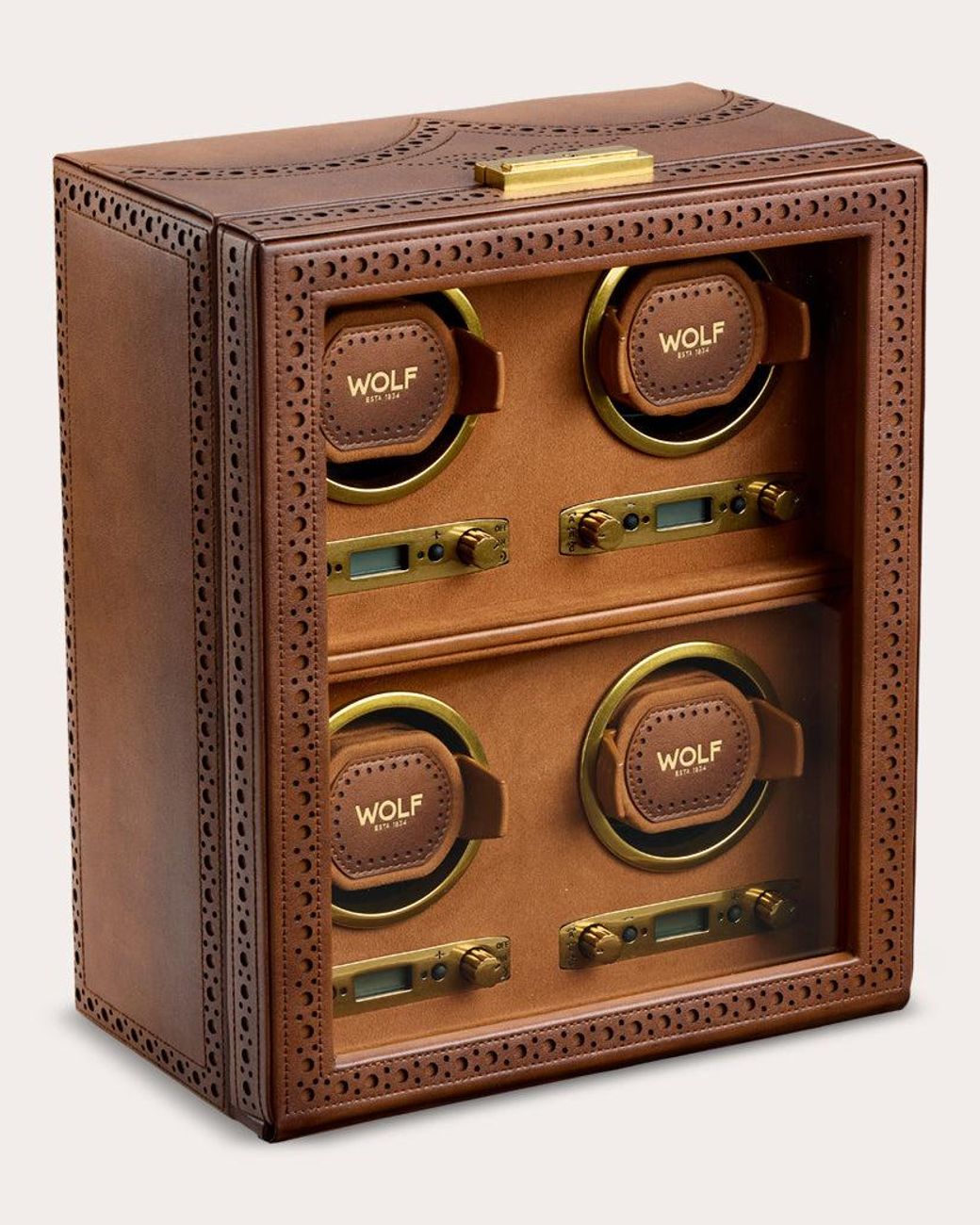 Wolf Brown Brogue 4-Piece Watch Winder
