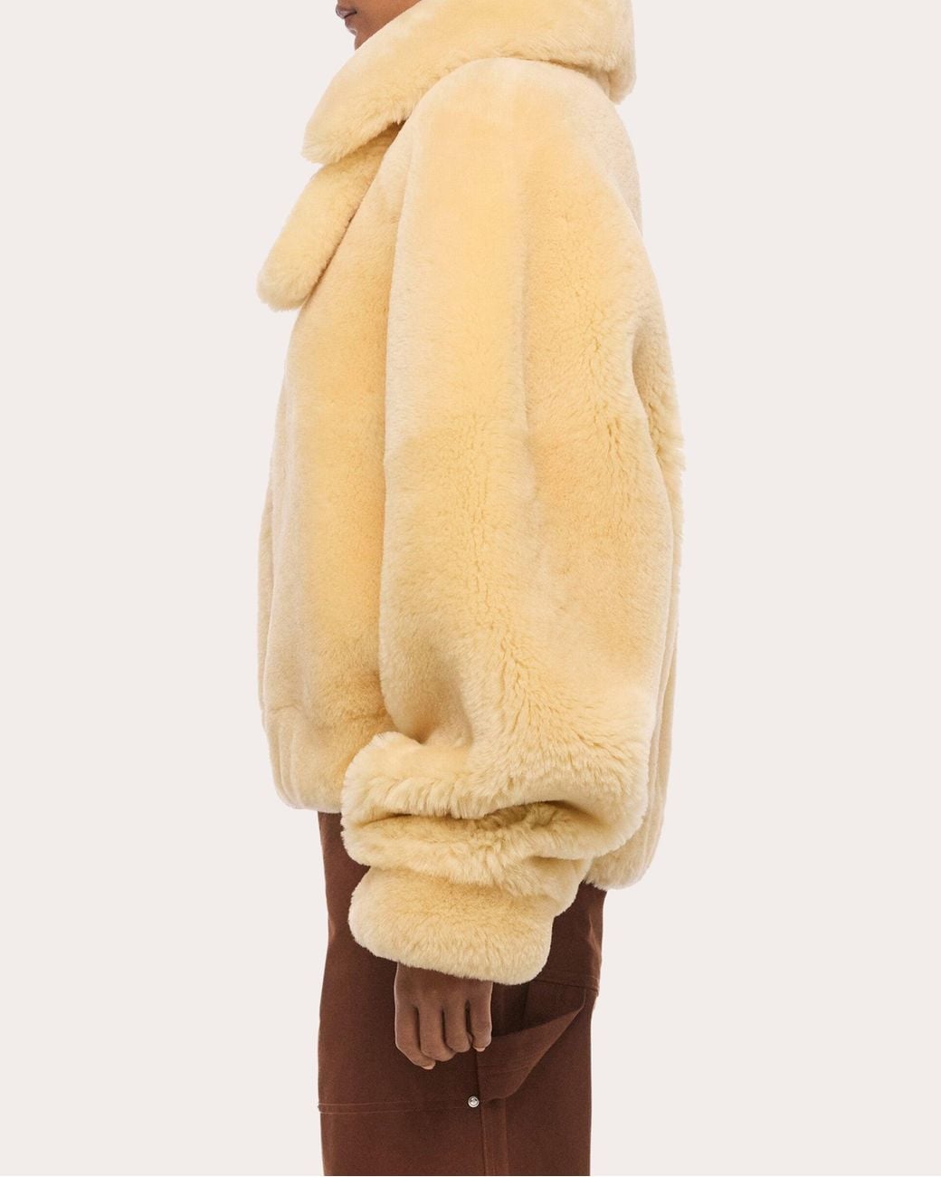 Helmut Lang Natural Shearling Bomber Jacket