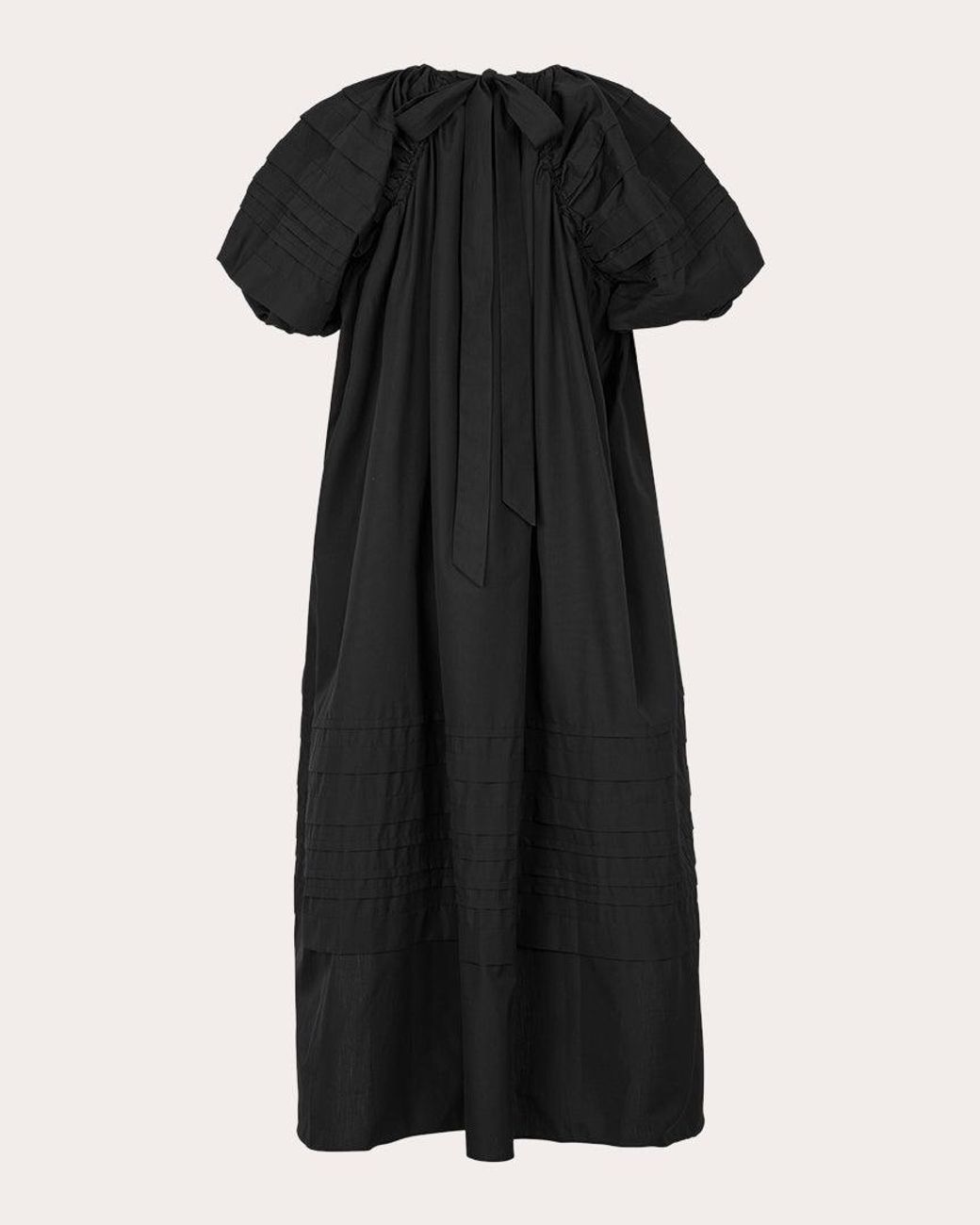 Cecilie Bahnsen Penelope Pleated Cotton Midi Dress in Black | Lyst