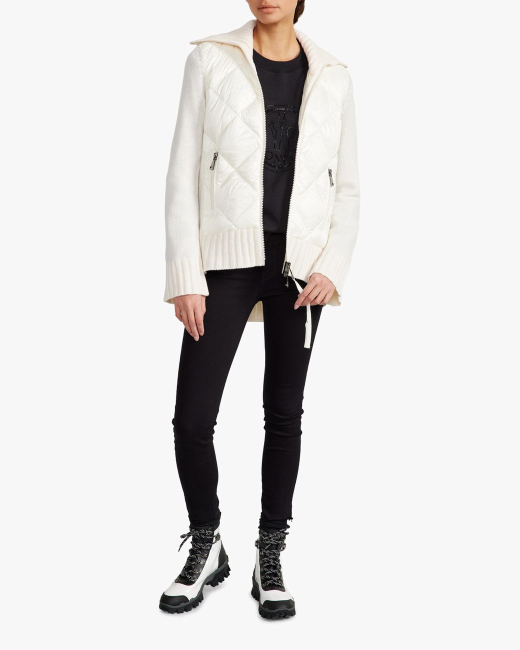 Diamond-quilted Puffer Cardigan 