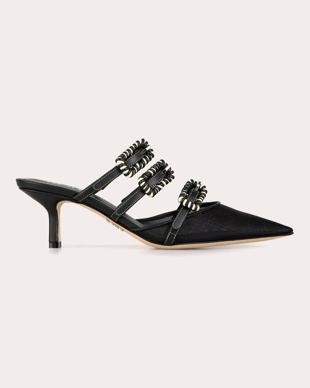 Rodo Black Paige 55 Mesh Leather Mule