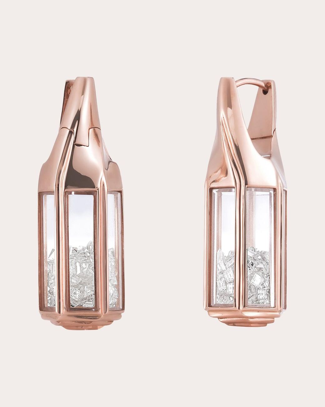 Moritz Glik Pink Diamond & 18K Rose Farol Shaker Earrings 18K