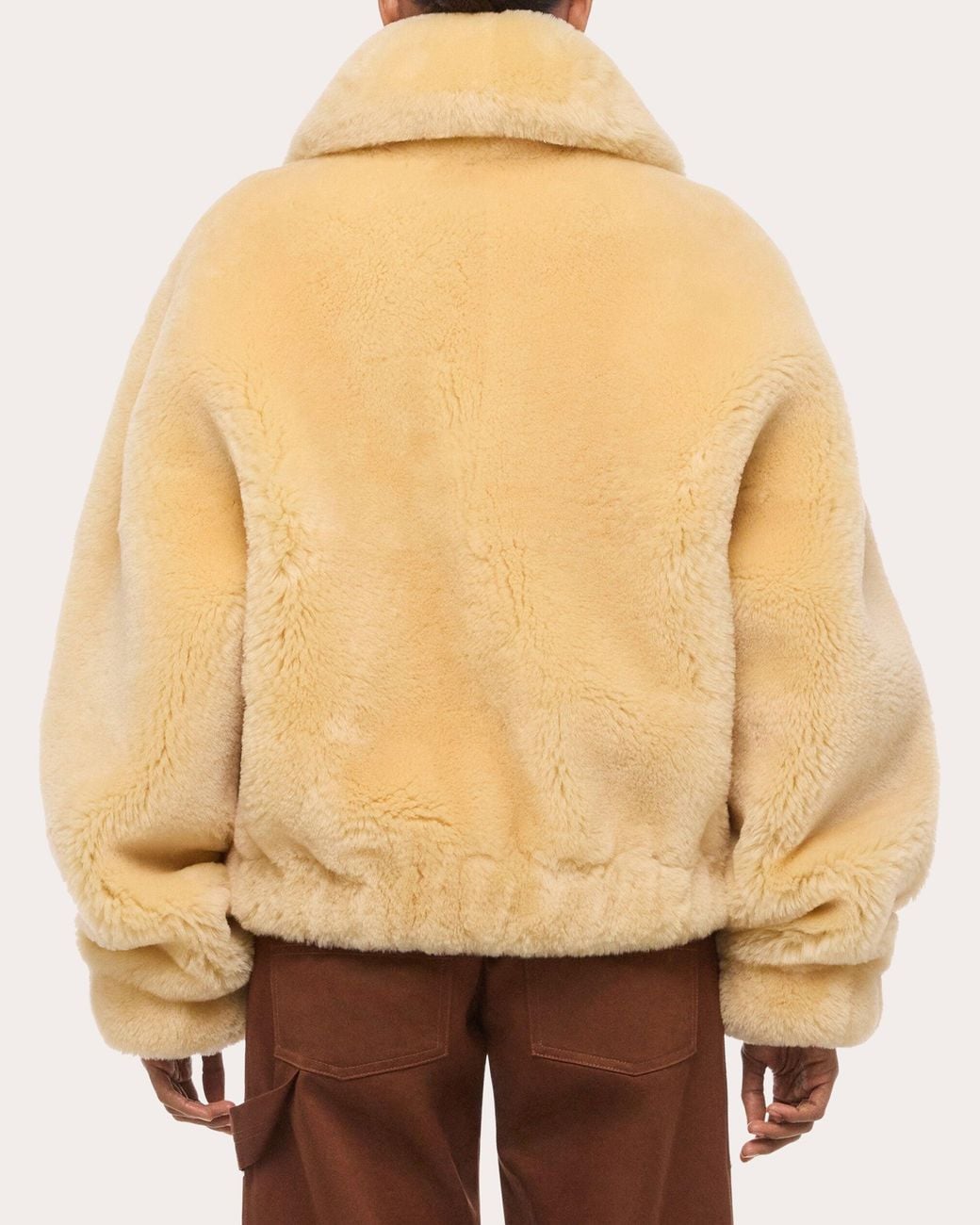Helmut Lang Natural Shearling Bomber Jacket