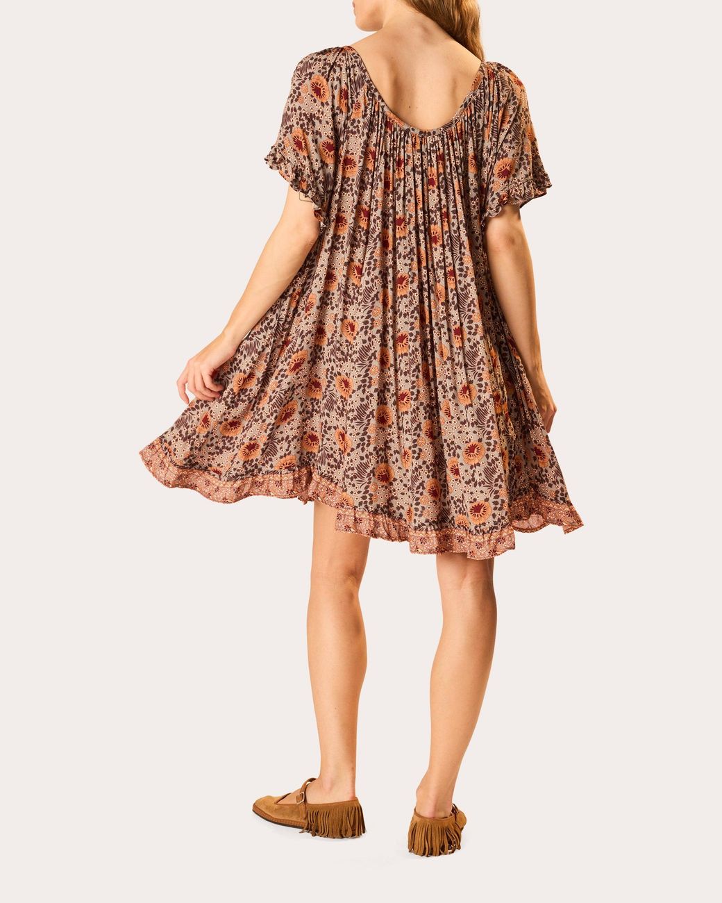 Natalie Martin Marina Floral Gathered Ruffle Mini Dress Rayon in ...