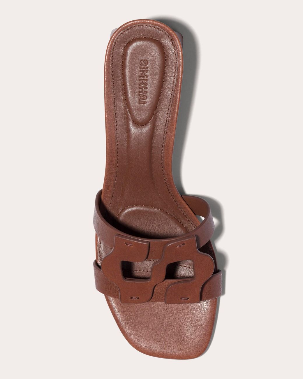 Jonathan Simkhai Brown Monogram Leather Block-Heel Sandal