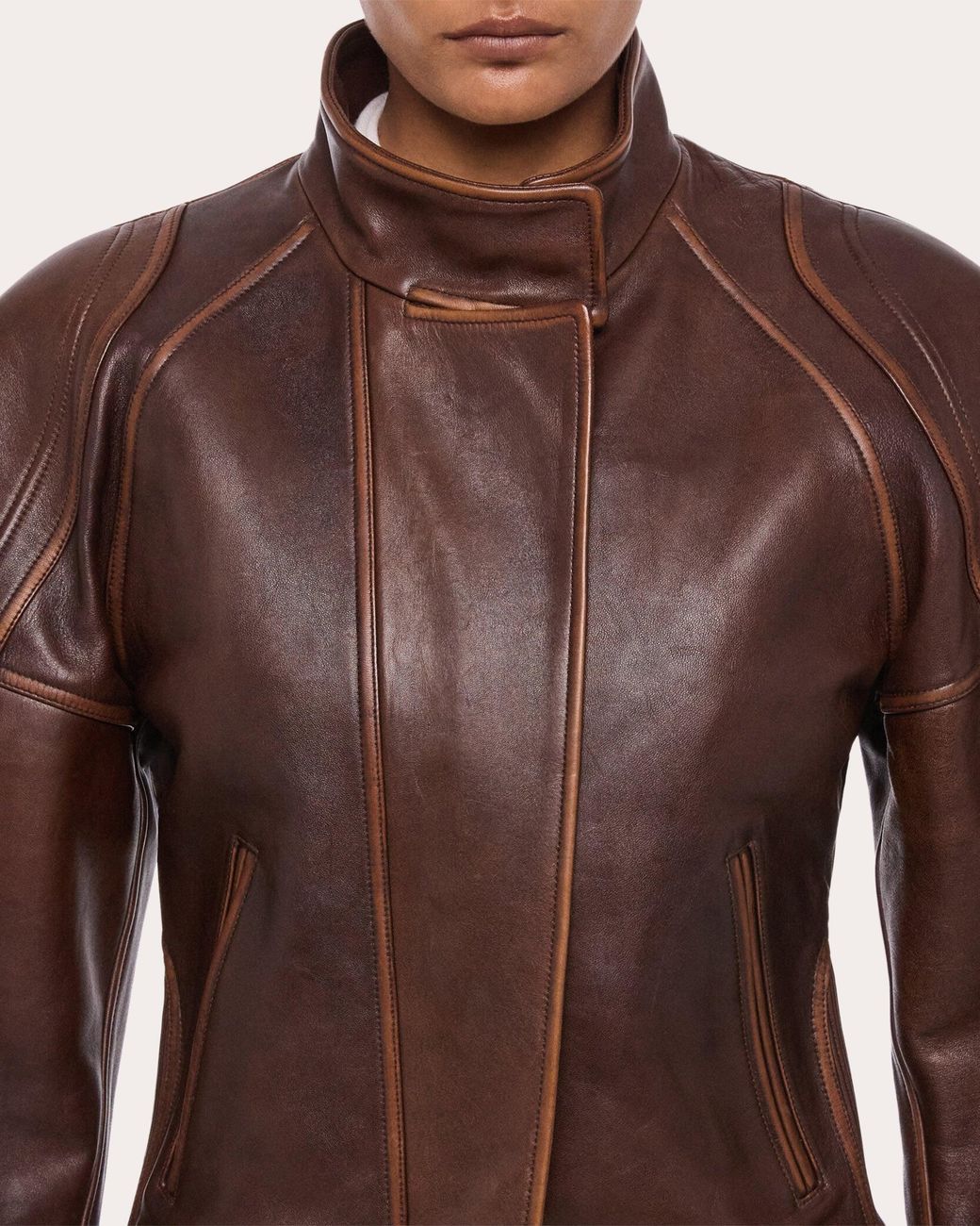 Helmut Lang Blue Leather Cropped Saddle Jacket