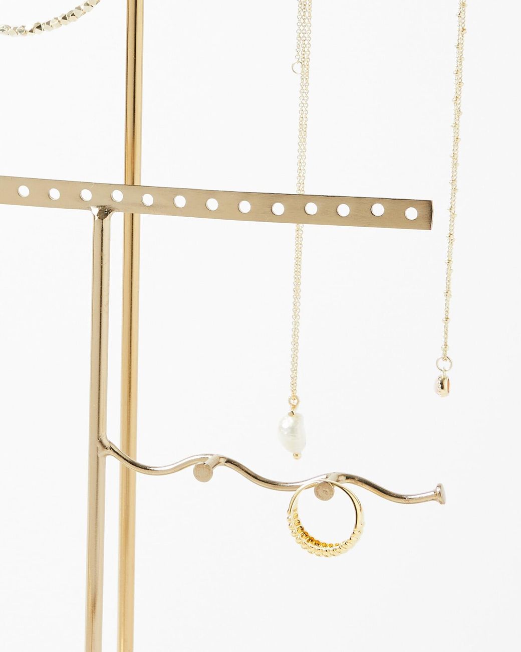 Oliver Bonas White Gold Metal & Marble Wiggle Jewellery Stand