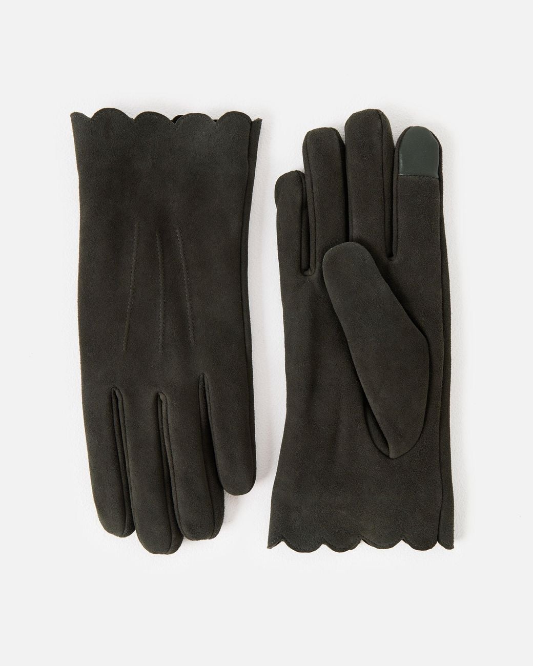 Oliver Bonas Black Dark Suede Leather Gloves